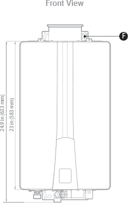 Front view of NPN-199U non-condensing tankless water heater