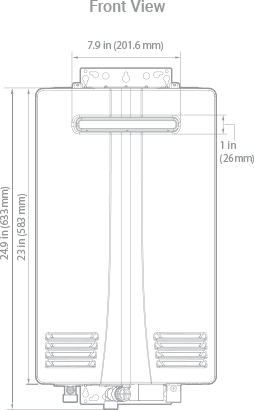 Front view of NPN-160E tankless water heater