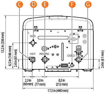 Bottom view of NPE-240A2 tankless water heater