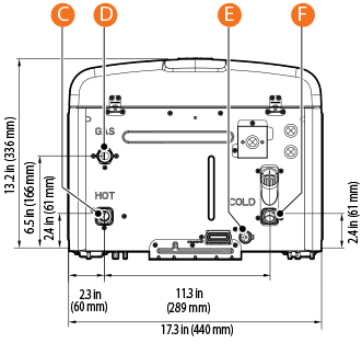 Bottom view of NPE-240S2 tankless water heater