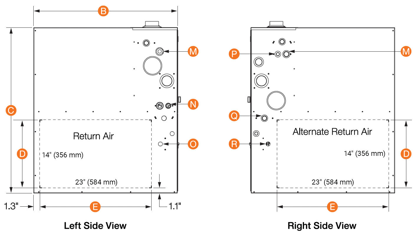 Right view of NDF600-070M2V3B furnace